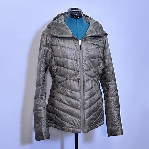 Columbia Jacket Womens Large Green Hooded Quilted Puffer Full Zip Thermal Coat - Picture 6 of 10